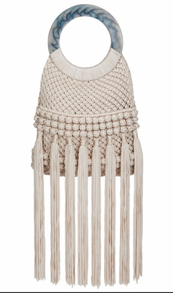 Cleobella Monaco Beige Macrame Fringed Tote or Crossbody Bag