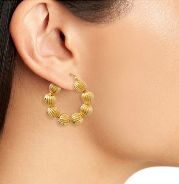 Tory Burch Roxanne Fluted Bead Hoop Earrings