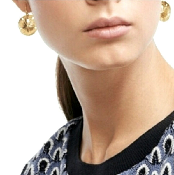 Tory Burch Shiny Gold Sand Dollar Dangle Earrings