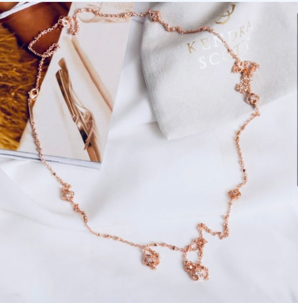 Kendra Scott Rue Long Strand Necklace In Rose Gold