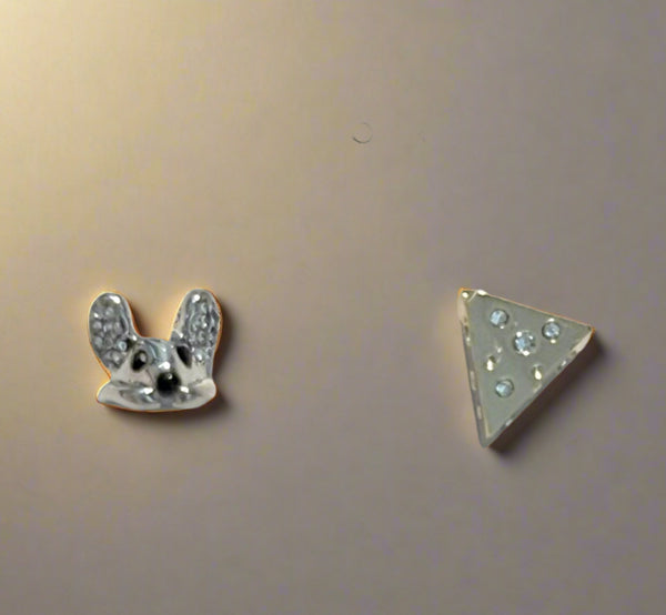 Kate Spade Year Of The Rat Mouse And Cheese Stud Earrings in Gold And Silver