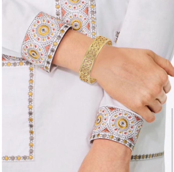 Tory Burch Gold Wide Logo Cuffs Bracelet