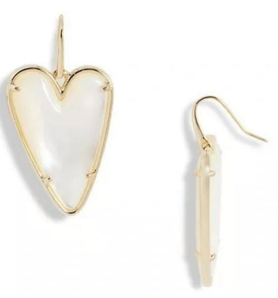 Kendra Scott Ansley Heart Black And Gold Drop Earrings In Golden Obsidian