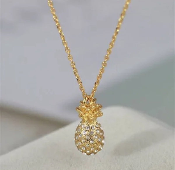 Kate Spade Pineapple Passion Mini Gold And Pave Crystal Necklace
