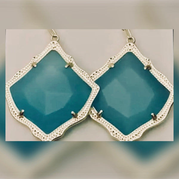 Kendra Scott Kirsten Drop Gold Glass Soft Teal Agate Earrings