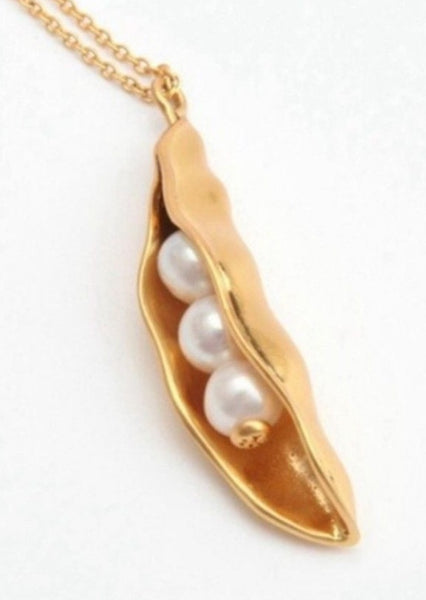 Tory Burch Gold Peapod Freshwater Pearl Necklace