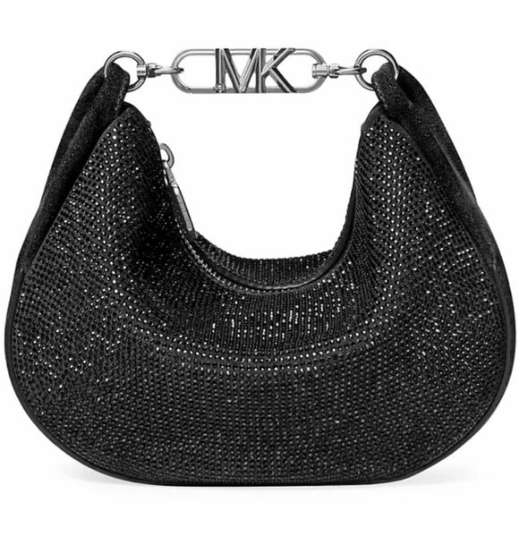 MICHAEL By Michael Kors Small Kendall Crystal-Embellished Leather Shoulder Bag Black