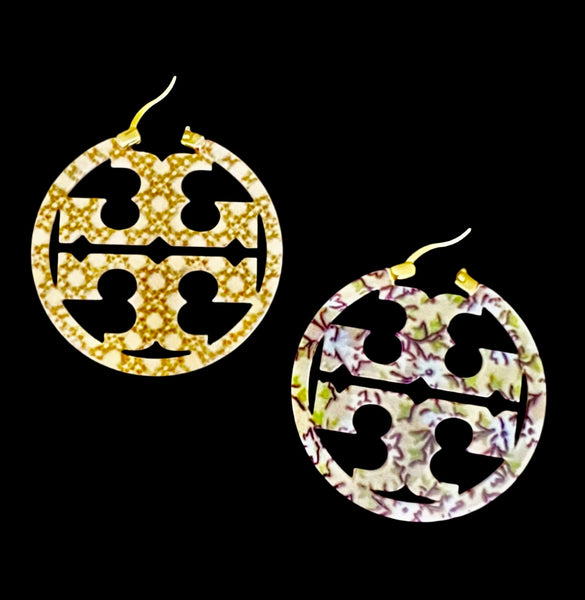 Tory Burch Miller Double Printed Reversible Hoop Earrings