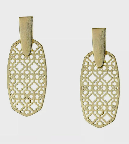 Kendra Scott Aragon Filigree Openwork Gold Earrings