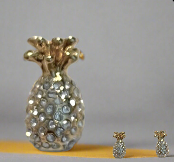 Kate Spade Pineapple Earrings Gold And Gem Studded Classic Pineapple Grove