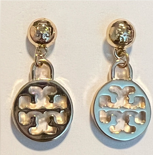 Tory Burch Gold Signature Logo Drop Earrings