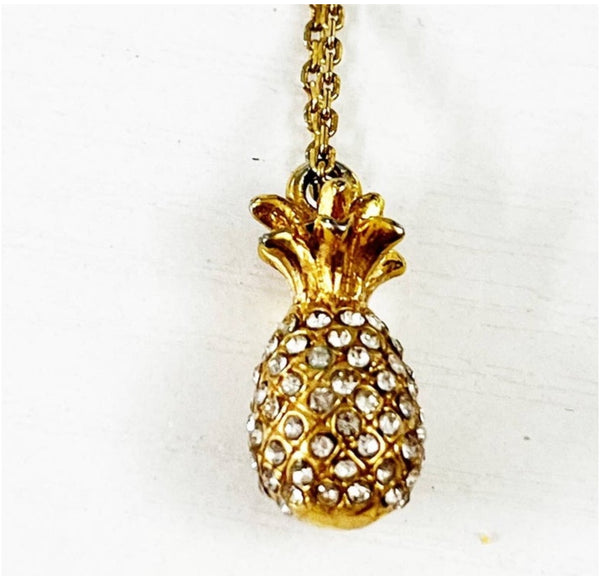 Kate Spade Pineapple Passion Mini Gold And Pave Crystal Necklace
