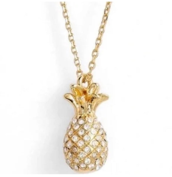 Kate Spade Pineapple Passion Mini Gold And Pave Crystal Necklace