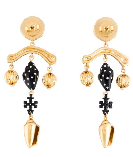 Tory Burch Enamel Shell Drop Earrings Gold-Tone Metal & Enamel