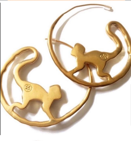 Tory Burch Monkey Call Of The Wild Hoop Earrings