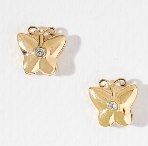 Vanessa Mooney The Eden Butterfly Gold And Crystals Small Earrings