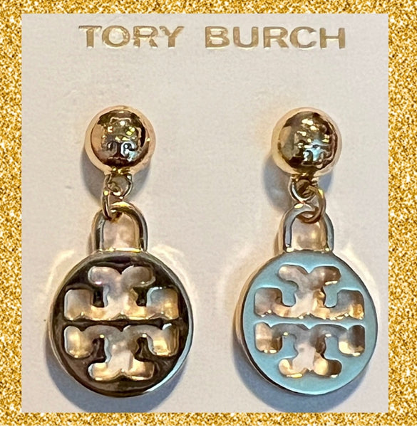 Tory Burch Gold Signature Logo Drop Earrings