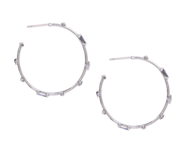 Kendra Scott Rhoan Silver Hoop Earrings In Lilac Mix