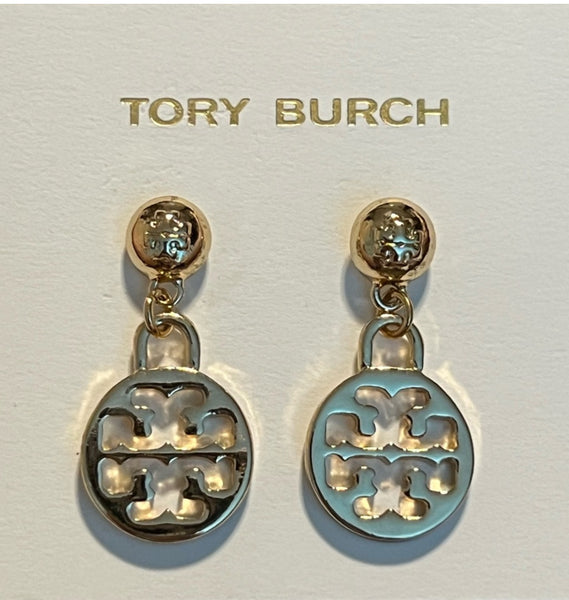 Tory Burch Gold Signature Logo Drop Earrings