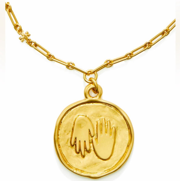 Tory Burch Roxanne Chain Necklace Medallion with Whimsical Embellishment Hangs