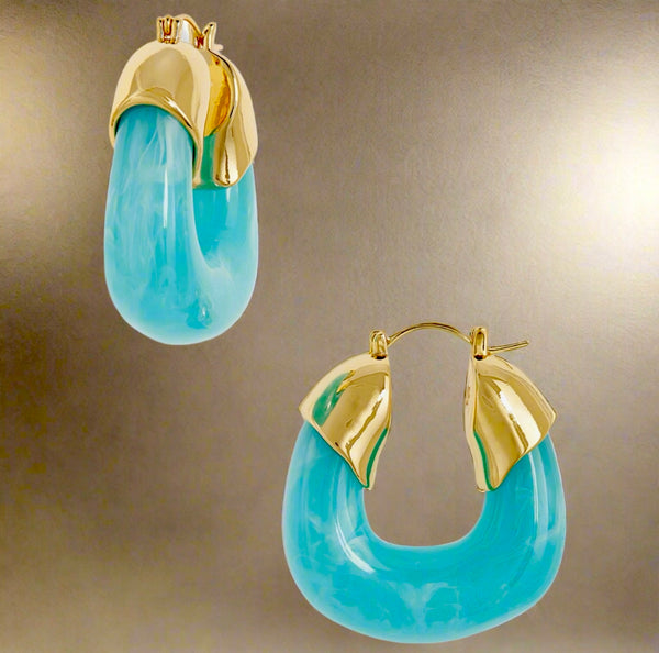 Lizzie Fortunato Women's Blue Gold Organic Hoop Earrings