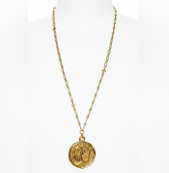 Tory Burch Roxanne Chain Necklace Medallion with Whimsical Embellishment Hangs