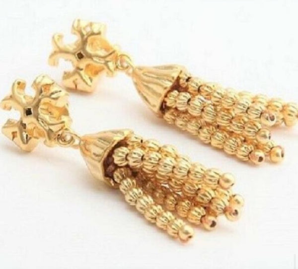 Tory Burch Roxanne Small Gold Tassels Drop Earrings