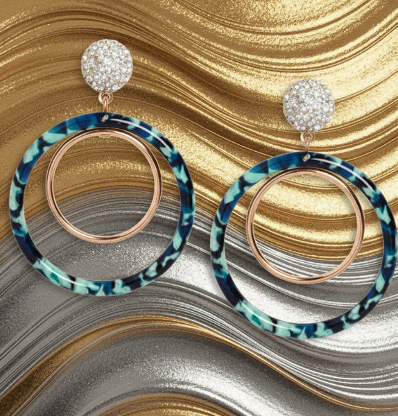 Lele Sadoughi Pave Double Hoop Earrings in Pistachio