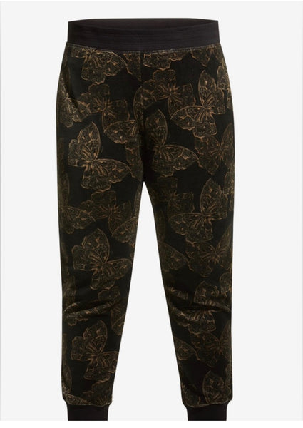 Johnny Was Zuri Modern Velour Sweatpants Black Plus 1X