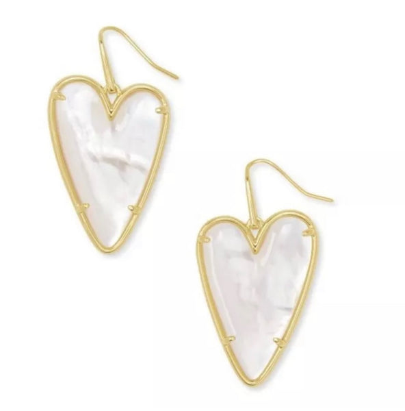 Kendra Scott Ansley Heart Black And Gold Drop Earrings In Golden Obsidian