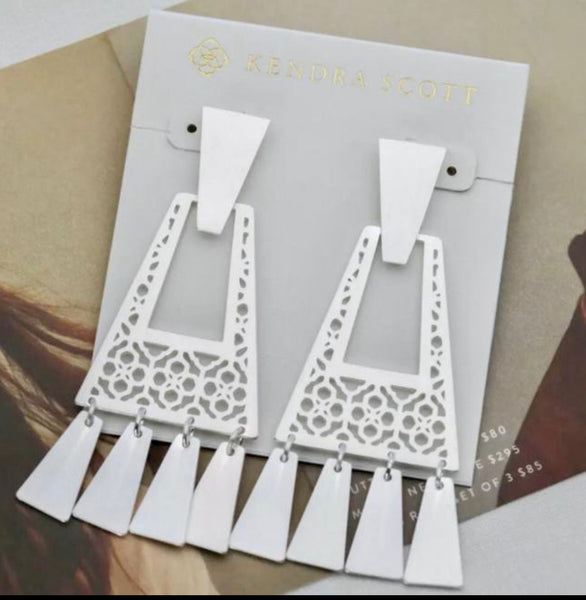 Kendra Scott Kase Fringe Filigree Statement Earrings in Bright Silver