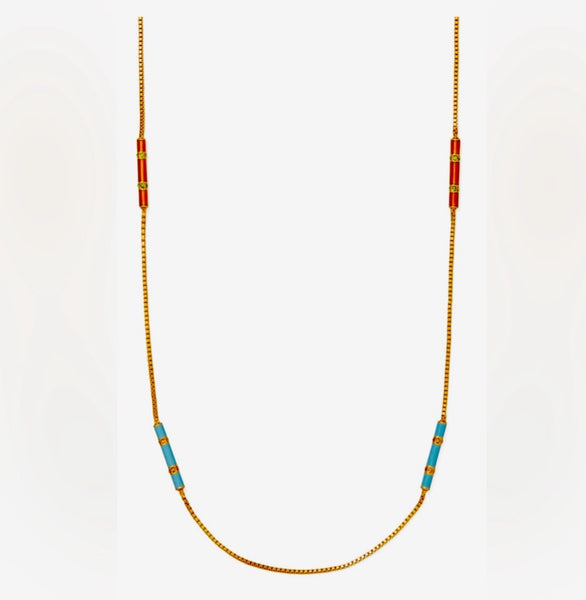 Tory Burch Kira 18K Gold-Plate & Enamel Colors Long Necklace