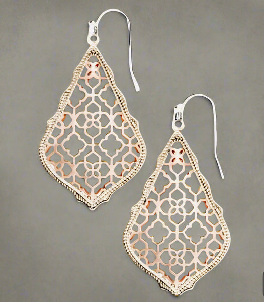 Kendra Scott Addie Rose Gold Filigree Drop Earrings