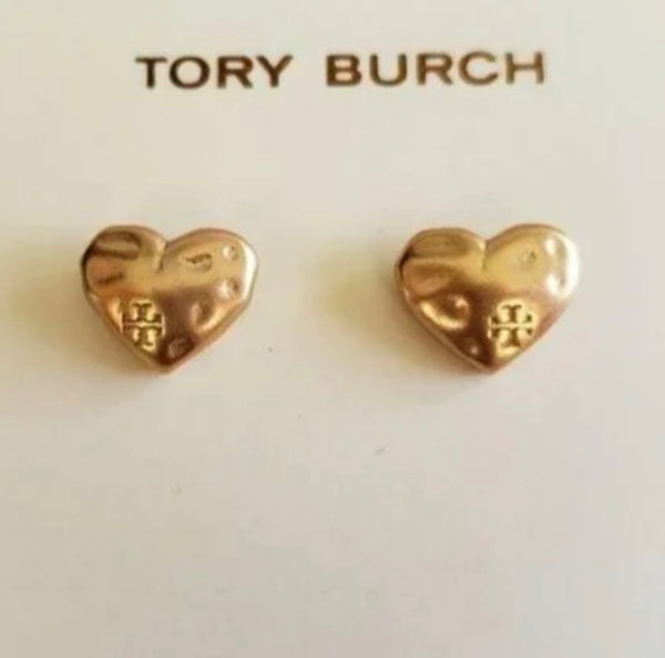 Tory Burch Vintage Gold Heart Stud Earrings