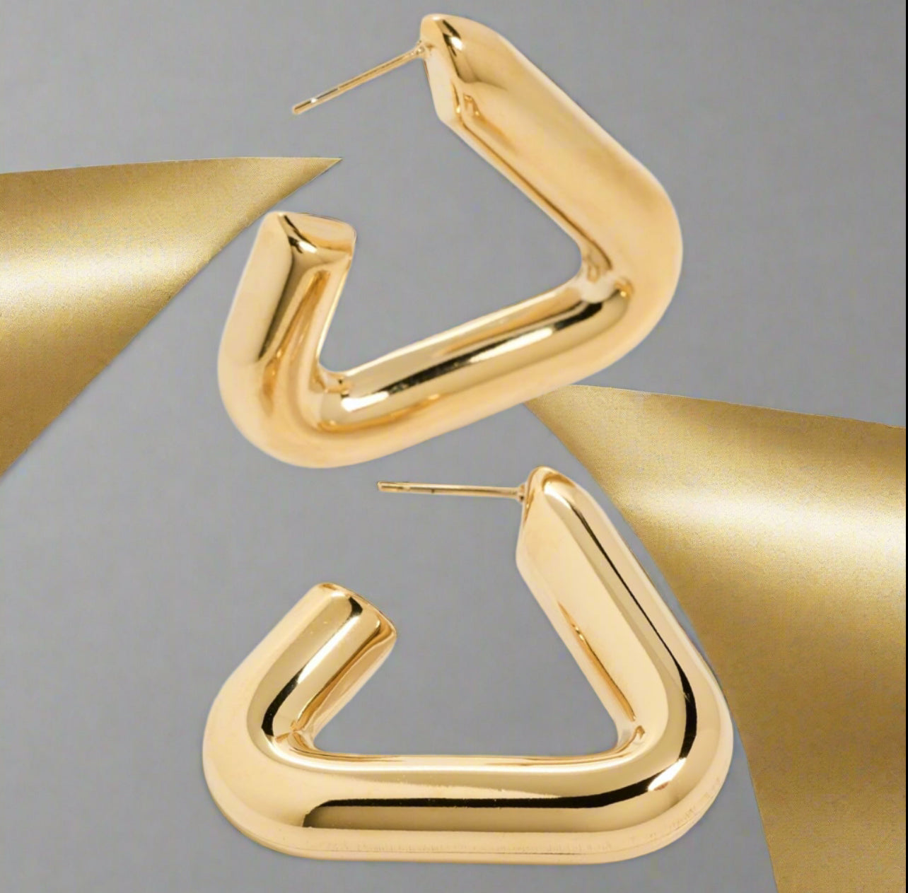 Brinker + Eliza Goldie 24K Gold Plated Triangular Hoops Earrings