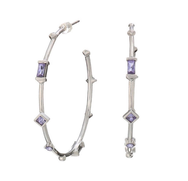 Kendra Scott Rhoan Silver Hoop Earrings In Lilac Mix