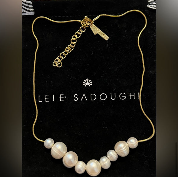 Lele Sadougui Freshwater Mix Baroque Pearl Charm Chain Bracelet