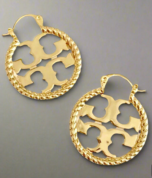 Tory Burch Rope Miller Smaller Hoop In Twisted Rope Frame Earrings