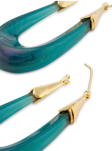 Gas Bijoux Ecume 24K-Gold-Plated & Acetate Elongated Blue Hoop Earrings