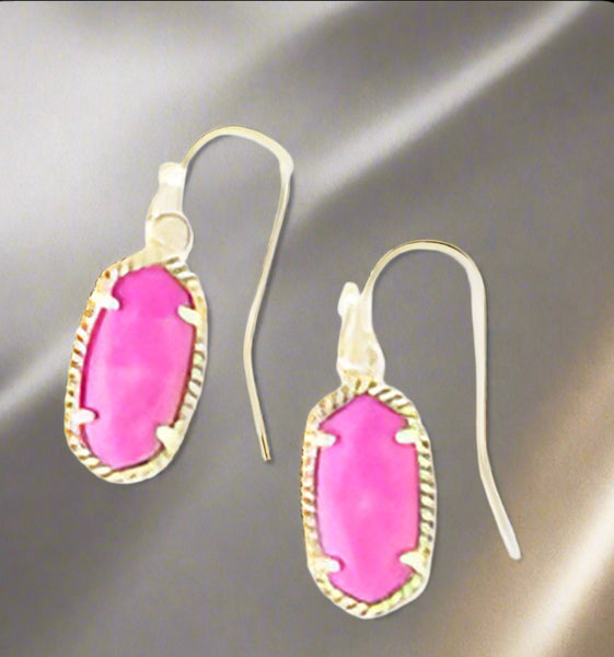 Kendra Scott Lee Earrings in Gold And Magenta Pink Magnesite