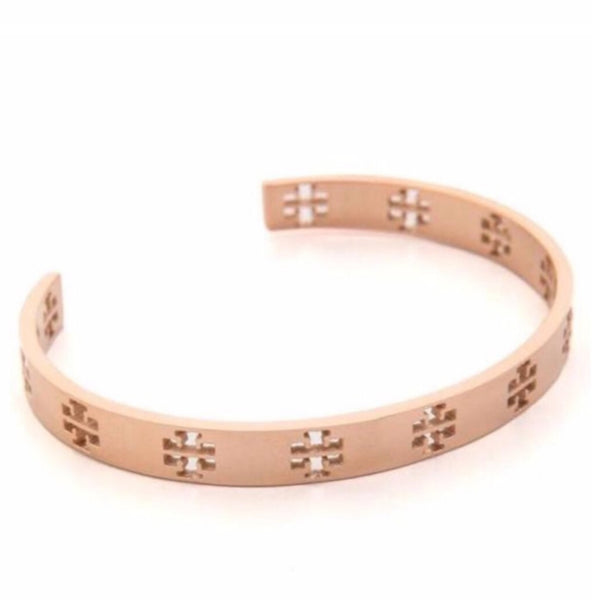 Tory Burch Rose Gold Pierced Cuff Bracelet