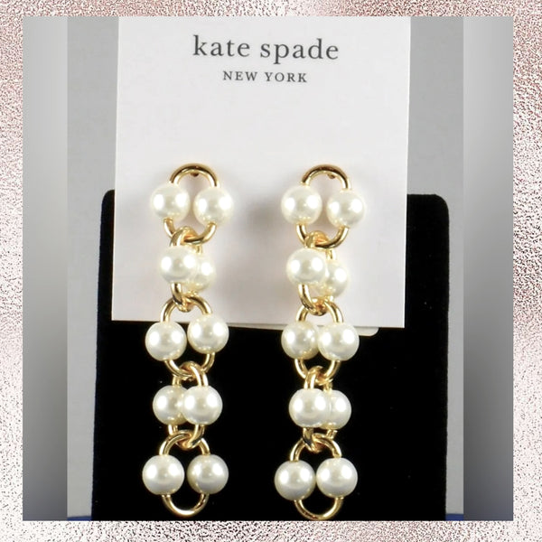 Kate Spade White Multi Nouveau Pearls Linear Drop Earrings