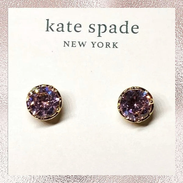 Kate Spade Lilac Bliss Stud Purple Crystal Round Gold Plated Earrings