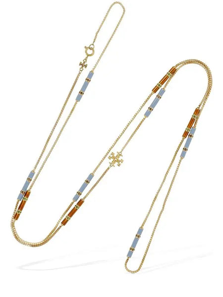 Tory Burch Kira 18K Gold-Plate & Enamel Colors Long Necklace