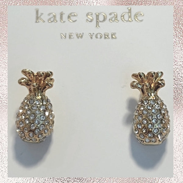 Kate Spade Pineapple Earrings Gold And Gem Studded Classic Pineapple Grove