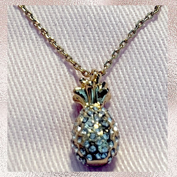 Kate Spade Pineapple Passion Mini Gold And Pave Crystal Necklace