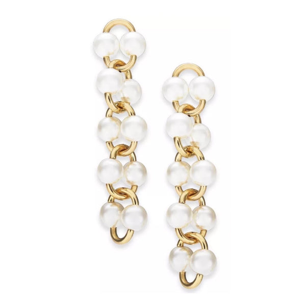 Kate Spade White Multi Nouveau Pearls Linear Drop Earrings