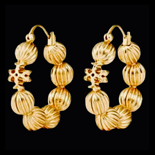 Tory Burch Roxanne Fluted Bead Hoop Earrings