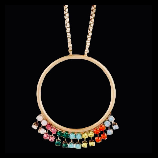 Loren Hope Emma Pendant Necklace With Multicolor Faceted Glass Stones