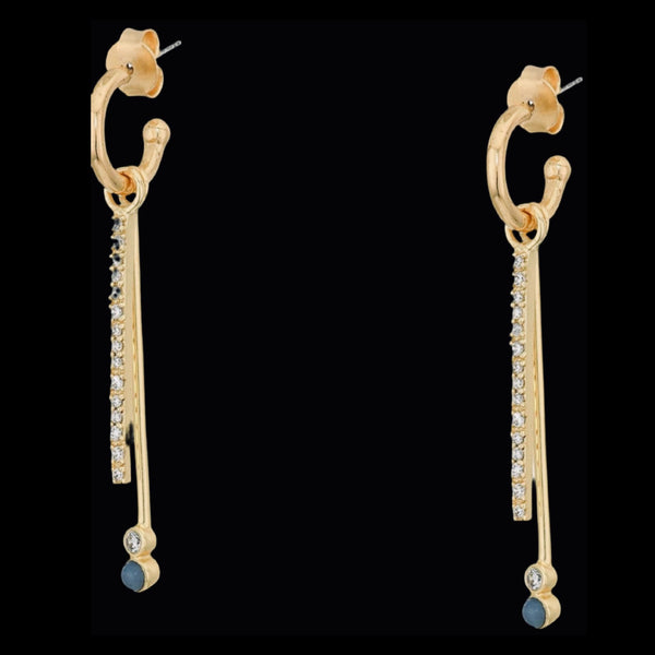 The Sole Society Double Stick Gold, Blue Agate And Crystals Huggies Earrings